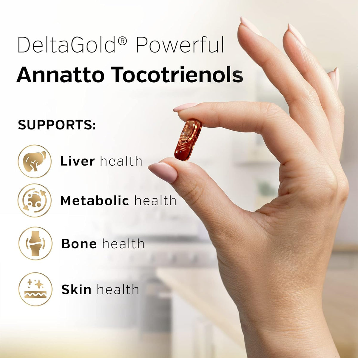 Sunergetic Premium Annatto Tocotrienol Supplement – with DeltaGold – Tocotrienols Vitamin E 300 mg – Delta + Gamma Tocotrienols (30 Liquid Capsules) - görsel 3