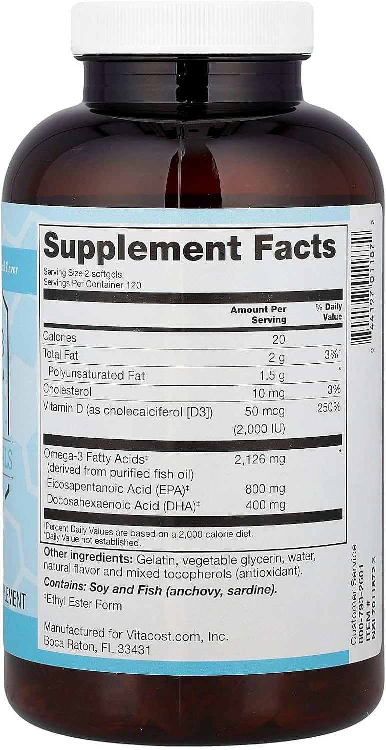 Vitacost Synergy Mega EFA + D3, 240 Softgels - görsel 2