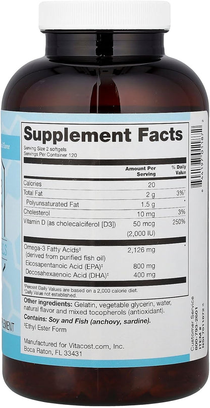 Vitacost Synergy Mega EFA + D3, 240 Softgels