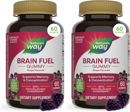 Nature's Way Brain Fuel Gummies – Cognitive Support with COGNIGRAPE and Vitamins B6 & B12 (60 Gummies)