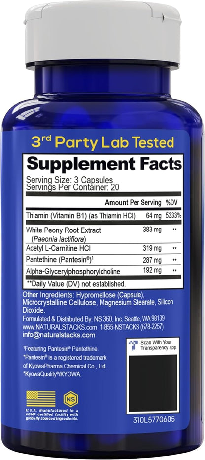 Acetylcholine Brain Food - Acetyl L-Carnitine & Alpha GPC Supplement - 120 Capsules