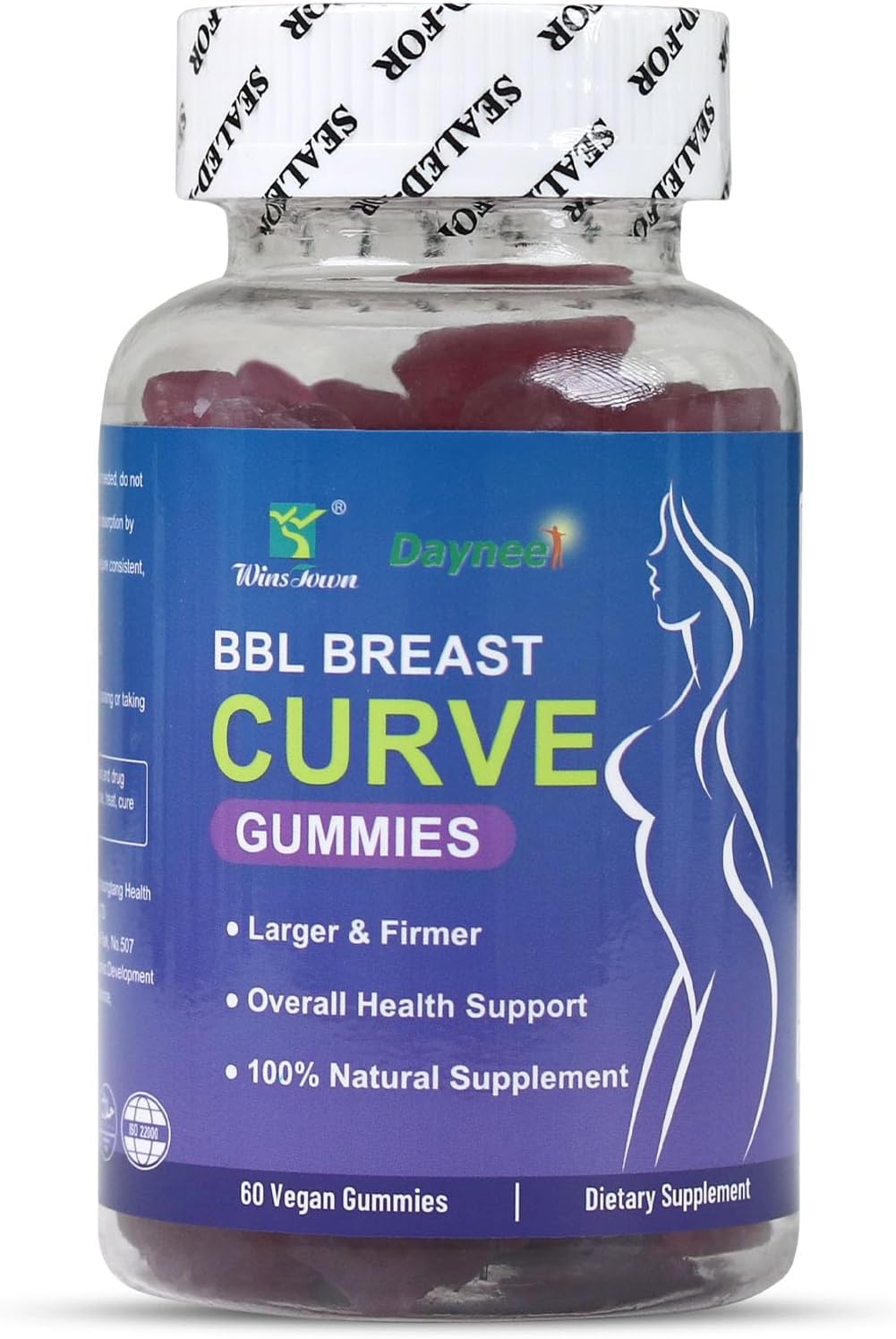 Wins Town BBL Breast Curve Gummies, 60 Count | Butt & Breast Enhancement Food Supplement - görsel 1