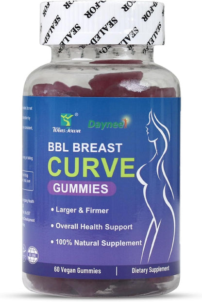 Wins Town BBL Breast Curve Gummies, 60 Count | Butt & Breast Enhancement Food Supplement