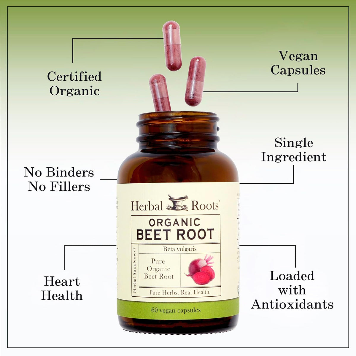 Herbal Roots Organic Beetroot Powder Capsules – 1500mg per Serving, 60 Vegan Capsules - görsel 4