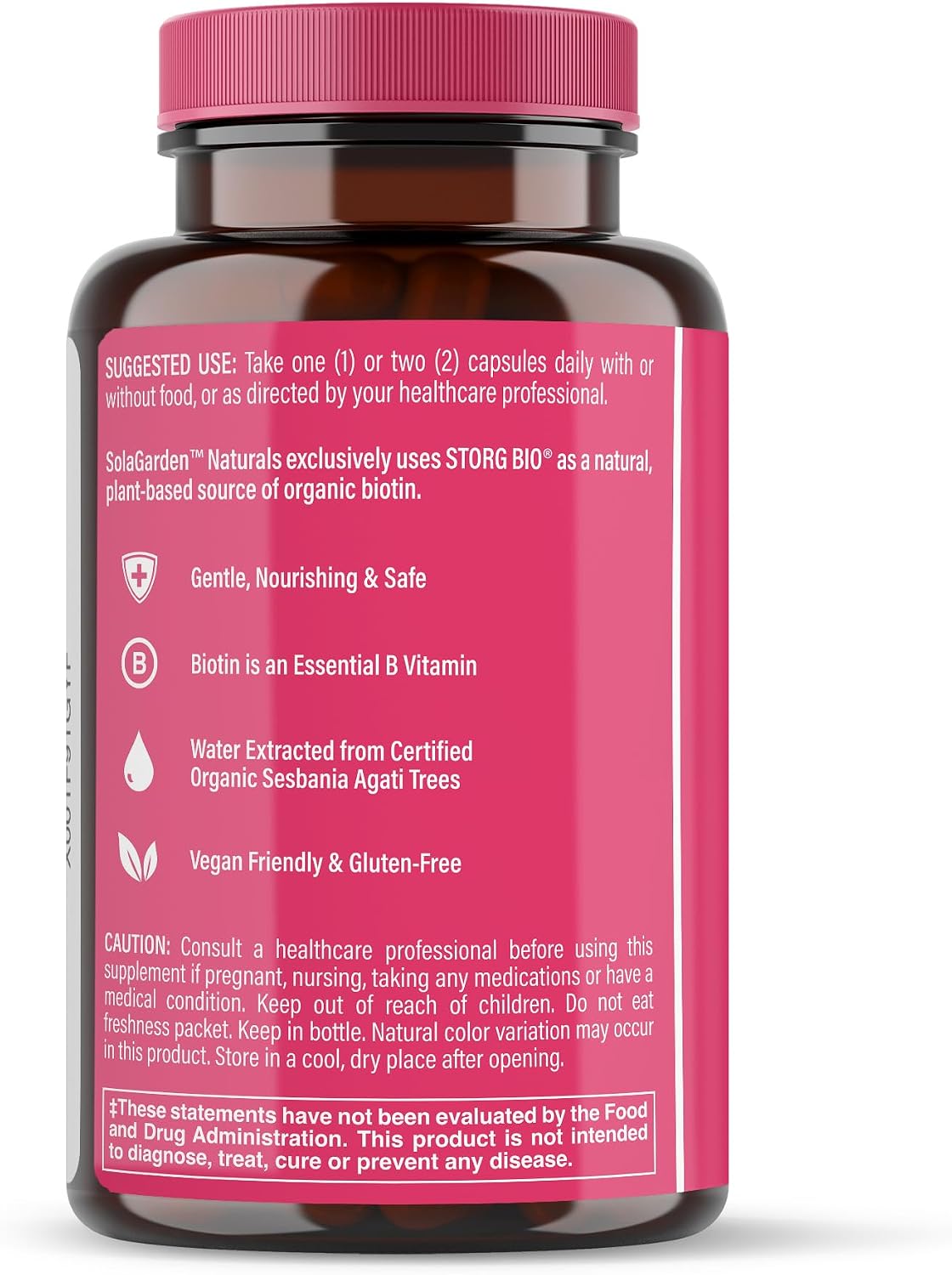 USDA Organic Whole Food Biotin Supplement - 5000 mcg Plant-Based Biotin from Sesbania Agati - Non-GMO Vegan Capsules for Hair, Skin, and Nails - 60 Count - görsel 8