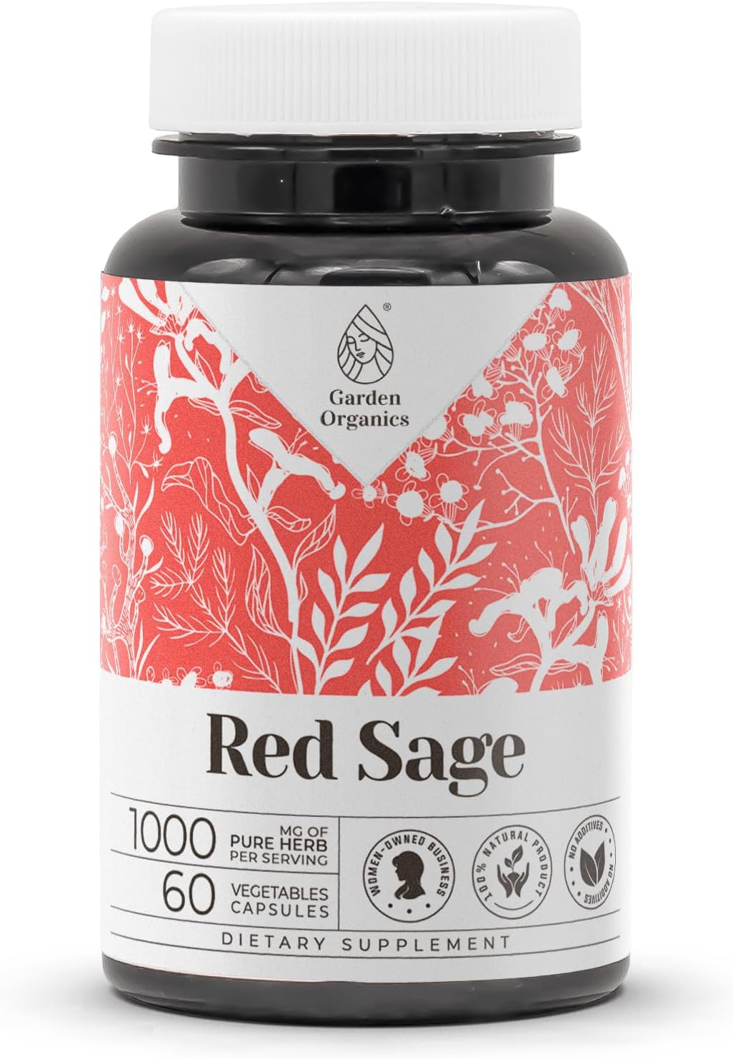 Garden Organics Red Sage 60 Capsules - High-Potency Herbal Food Supplement - görsel 1