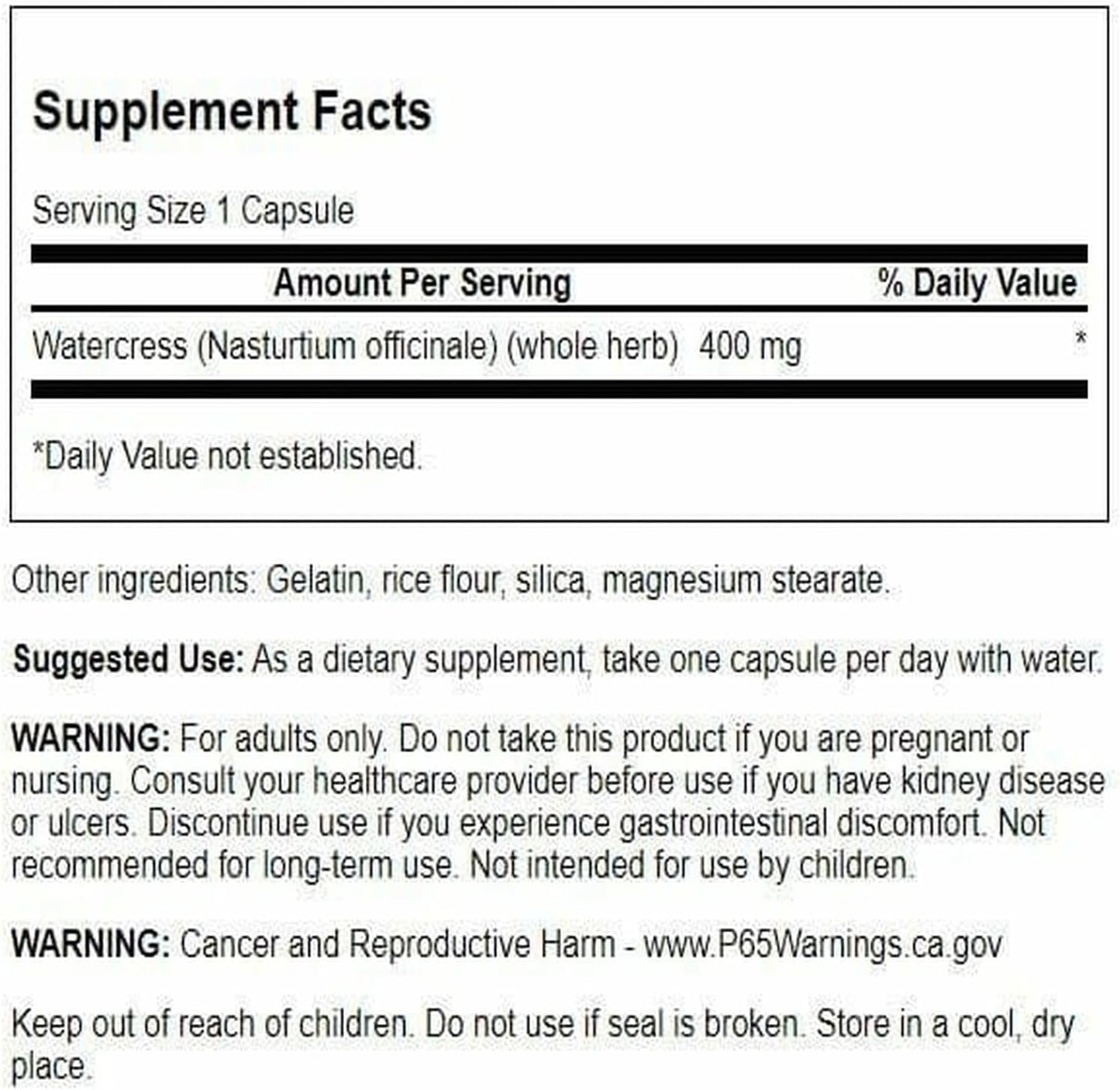 Swanson Full Spectrum Watercress 400 mg 60 Capsules (2 Pack) - görsel 2