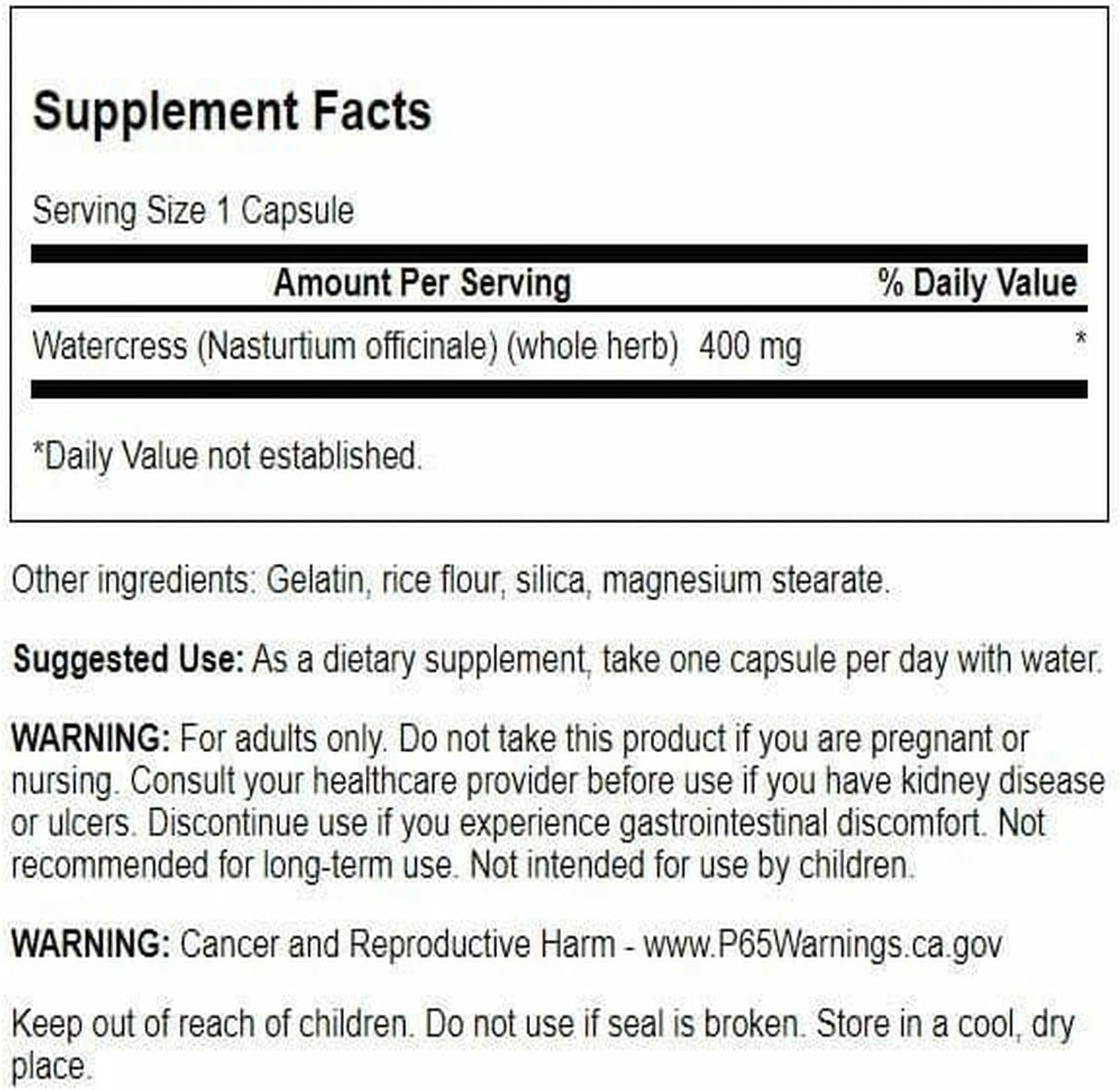 Swanson Full Spectrum Watercress 400 mg 60 Capsules (2 Pack) - görsel 2