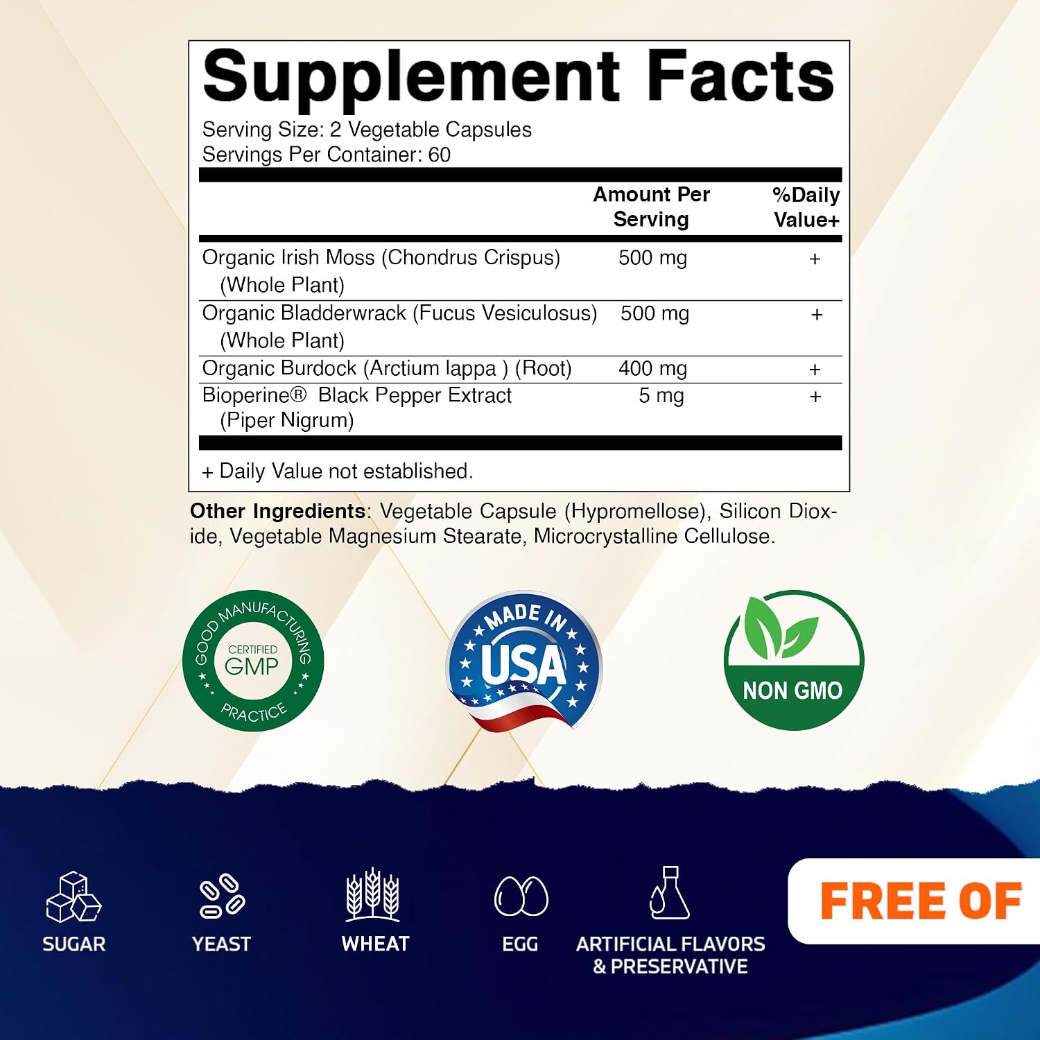 Vitamatic Irish Sea Moss – 120 Vegetarian Capsules with Bladderwrack & Burdock Root - görsel 2