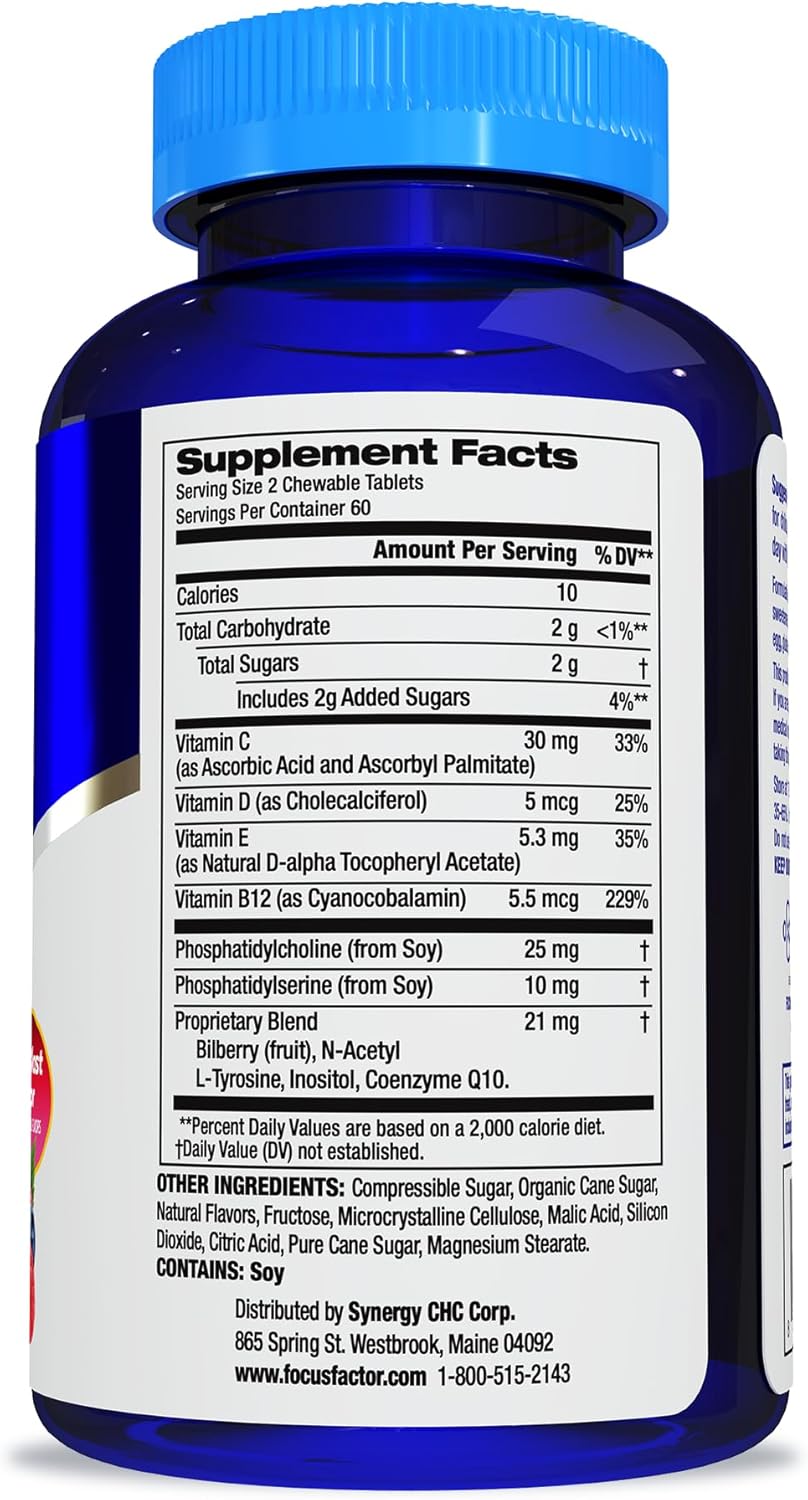 Focus Factor Kids Extra Strength Daily Chewable – Brain Health Support – 120 Chewable Tablets - görsel 2