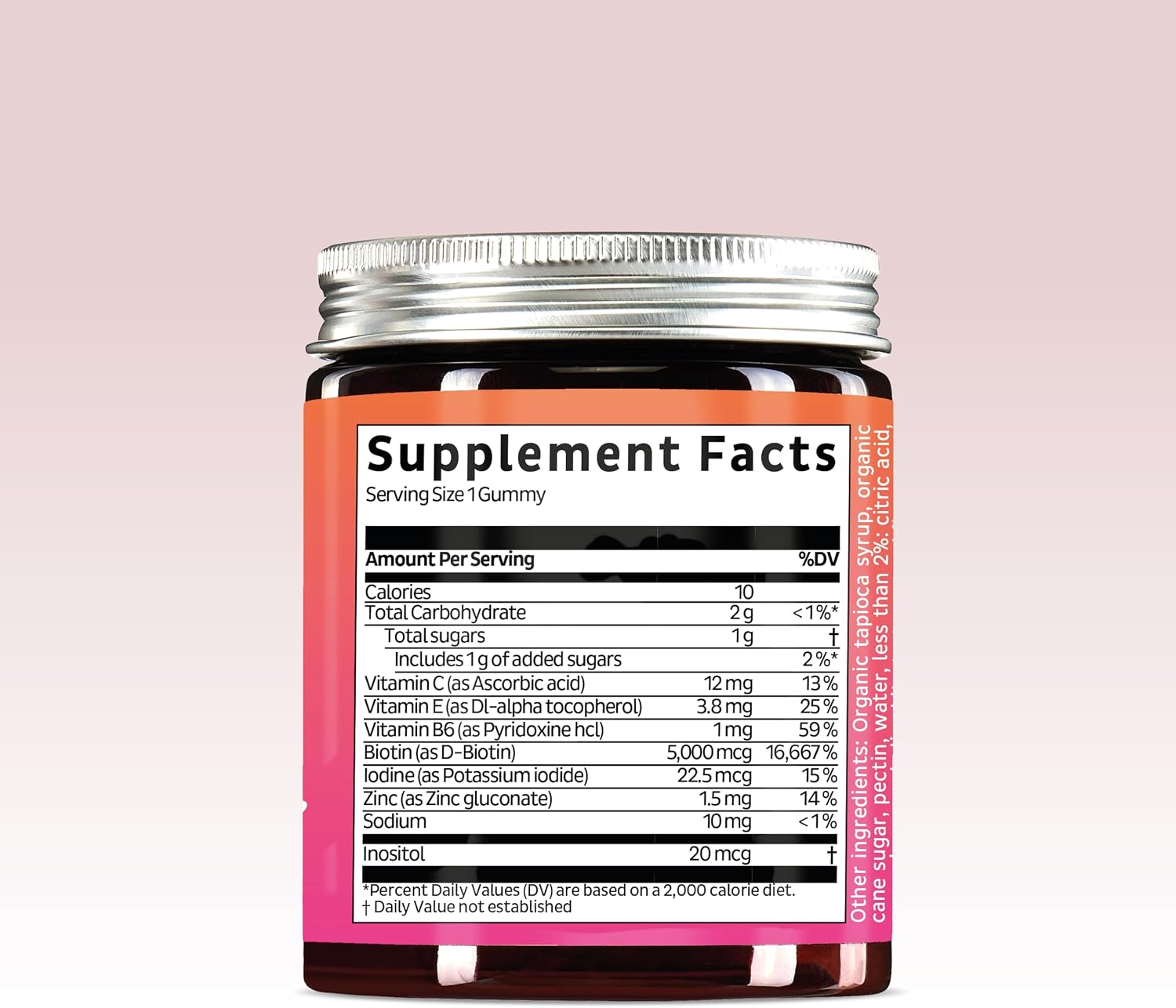 Biotin Gummies for Hair, Skin and Nails. 5,000 mcg High Potency Vegan Vitamins for Normal Hair and Nails and Healthy Skin. with Vitamins C and E, 90 Gummies - görsel 6