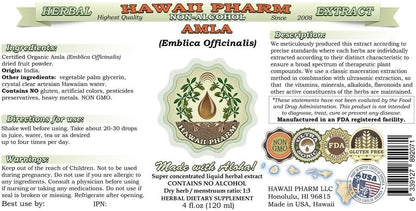 Hawaii Pharm Amla Alcohol-Free Liquid Extract - Emblica Officinalis Glycerite Natural Herbal Supplement, 2x946 mL Unfiltered