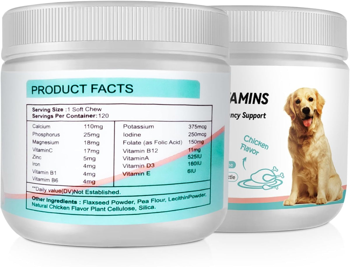 Dog Vitamins and Supplements - Chewable Prenatal Vitamins for Large and Small Breeds - Multivitamin for Health Support and Development - 120 Soft Chews - görsel 2