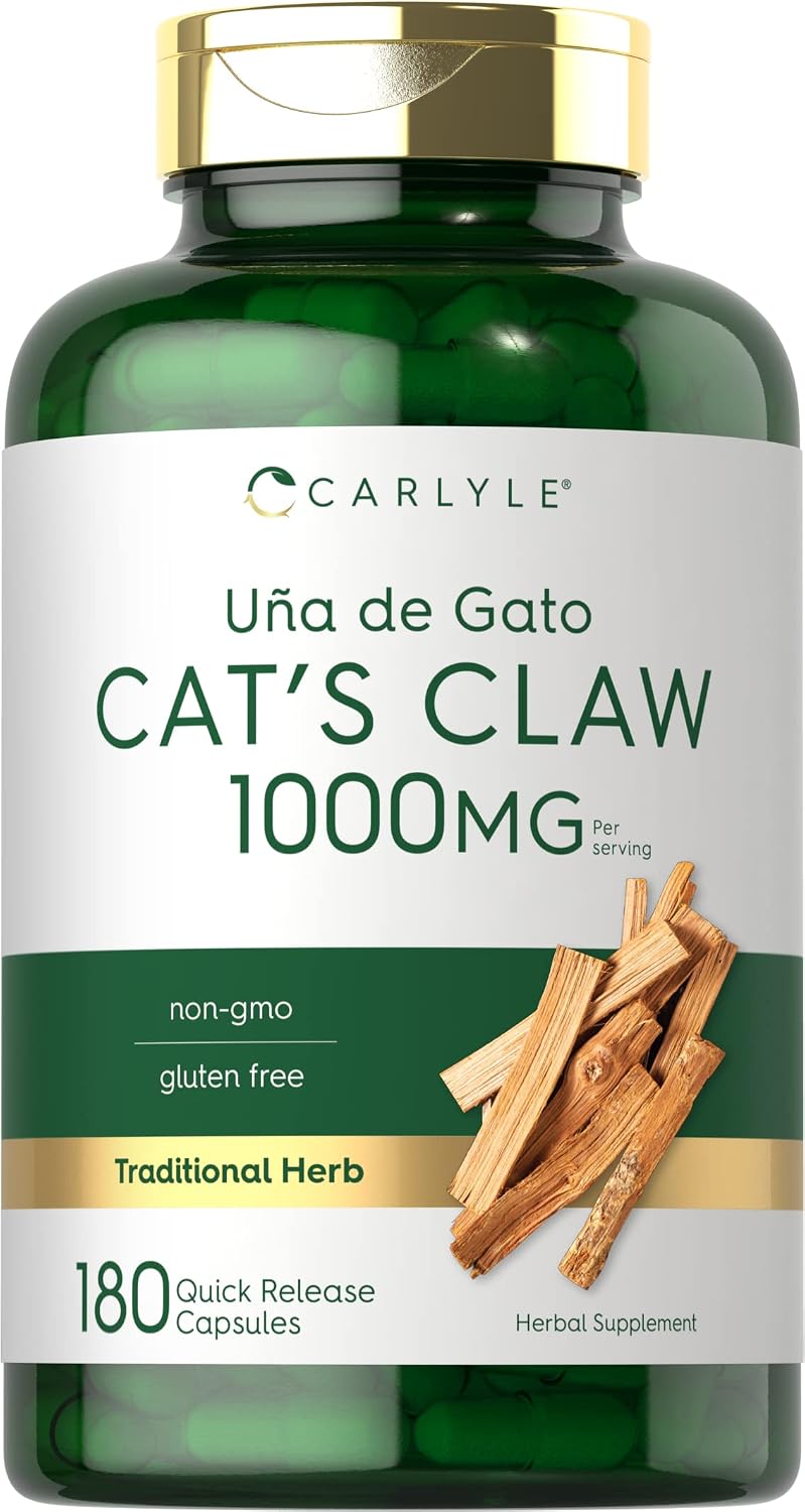 Carlyle Cat's Claw Herb Capsules 1000mg - Uncaria Tomentosa - Non-GMO, Gluten-free (180 Capsules) - görsel 1