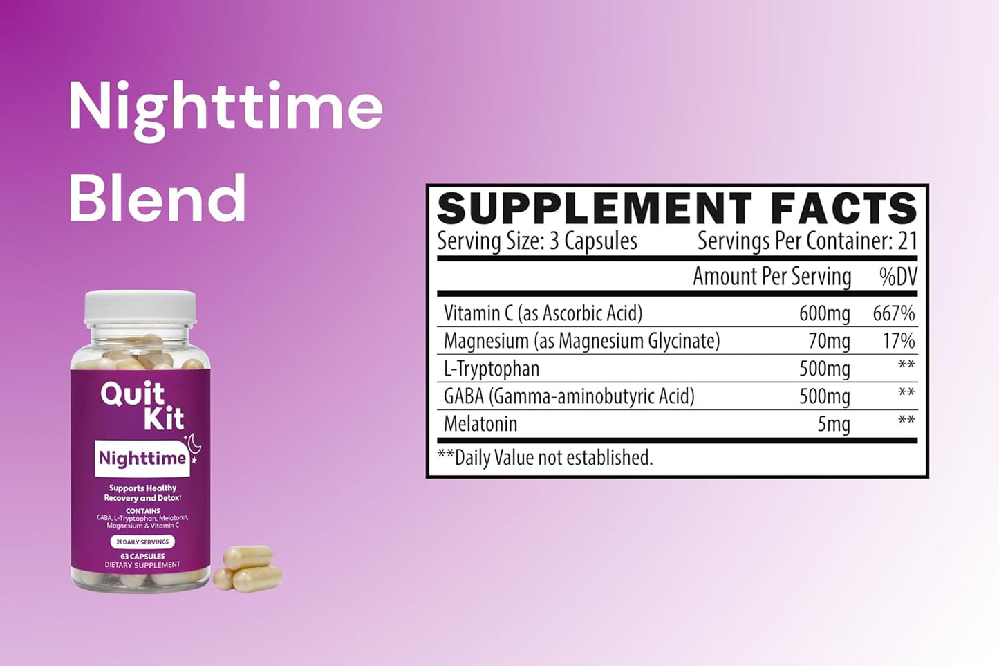 Quit Kit Detox & Withdrawal Support System - 21-Day Recovery Supplement with Magnesium Glycinate, GABA & L-Theanine - görsel 6