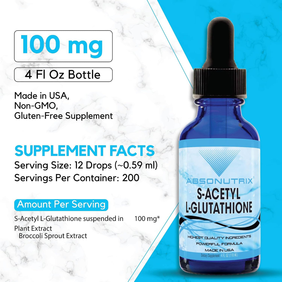 Absonutrix S-Acetyl L-Glutathione 100 mg per Serving Liquid 118 ml (200 Servings) - görsel 2