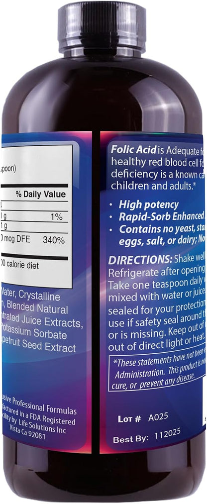 Liquid Folic Acid 800 mcg, 8 oz