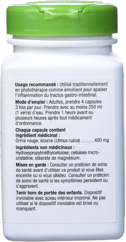 Nature's Way Slippery Elm Bark, 1,600 mg, 100 Vegetarian Capsules, Pack of 2