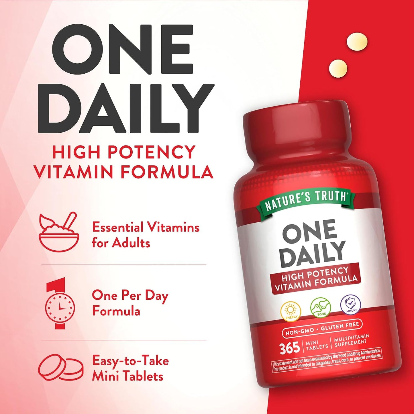 Nature's Truth One Daily Multivitamin for Men and Women | 365 Mini Tablets | Non-GMO & Gluten-Free Supplement - görsel 5
