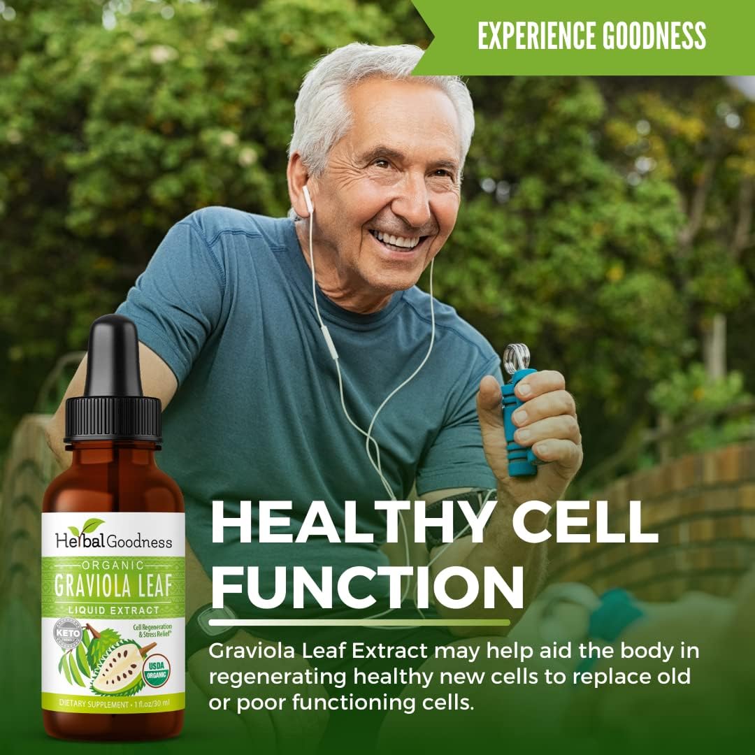 Herbal Goodness Organic Soursop Graviola Leaf Extract 30ml – 15:1 Concentrated Liquid Tincture - görsel 2