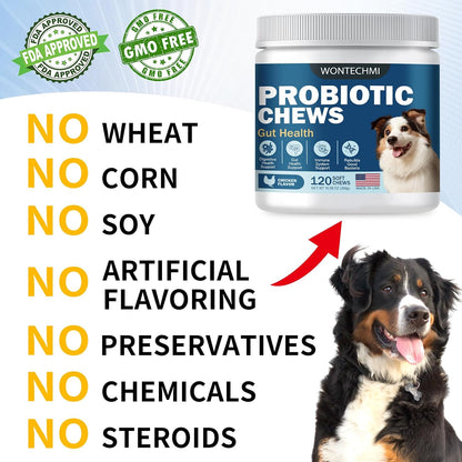 WONTECHMI Probiotics for Dogs – Chicken Flavour (120 Chews)