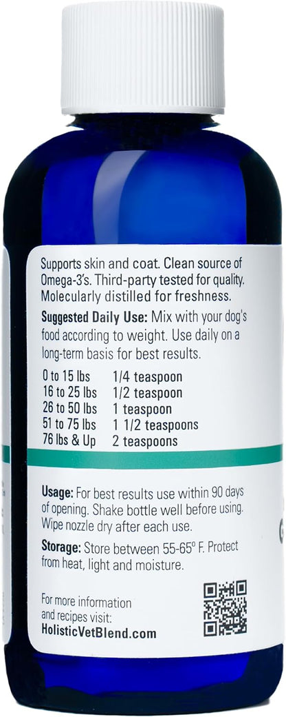 Holistic Vet Blend Green Omega-3 Oil for Pet Owners, Pure Marine Algae Supports Skin, Coat, Joint Health, Immune System, Heart, Kidney Function