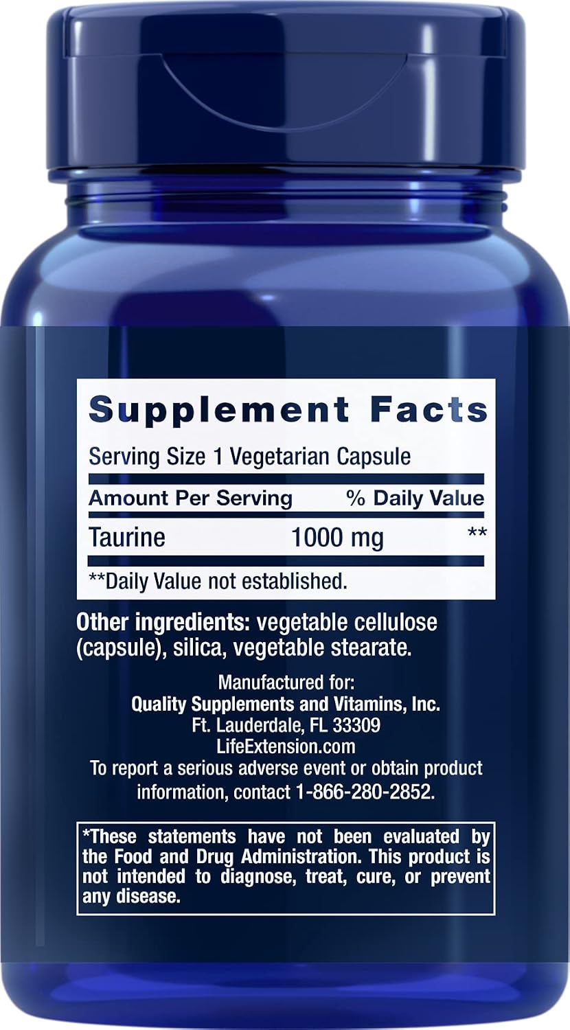 Life Extension Taurine 1,000 mg, 90 Vegetarian Capsules (Pack of 2) - görsel 2