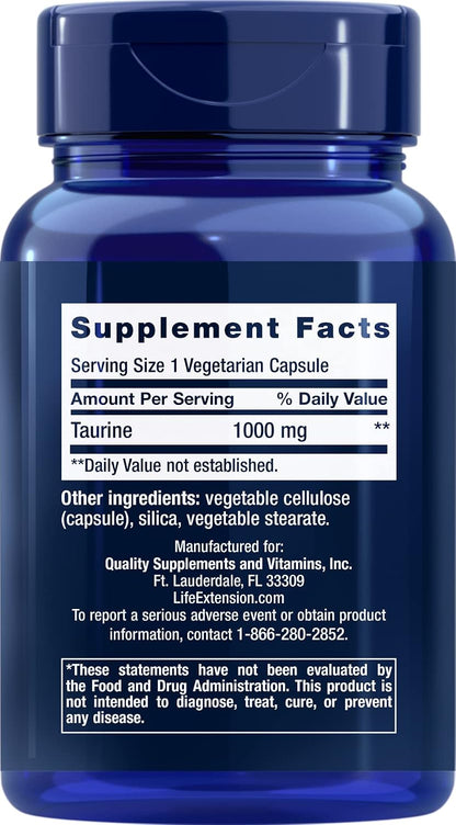 Life Extension Taurine 1,000 mg, 90 Vegetarian Capsules (Pack of 2)