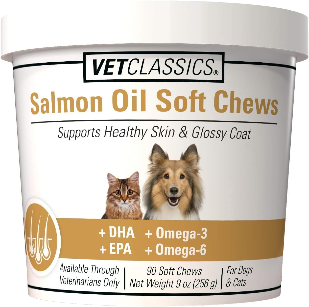 Vet Classics Salmon Oil Pet Supplement for Healthy Skin and Glossy Coats – Soft Chews for Dogs and Cats (90 Count) - görsel 1