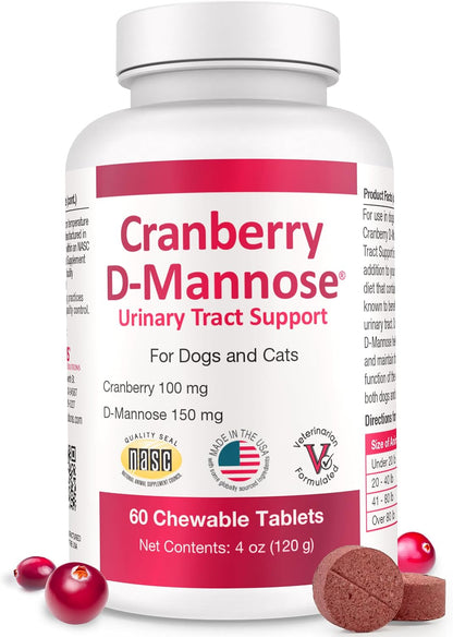 Pet Health Solutions Cranberry D-Mannose Urinary Tract Chewable Tablets for Dogs and Cats