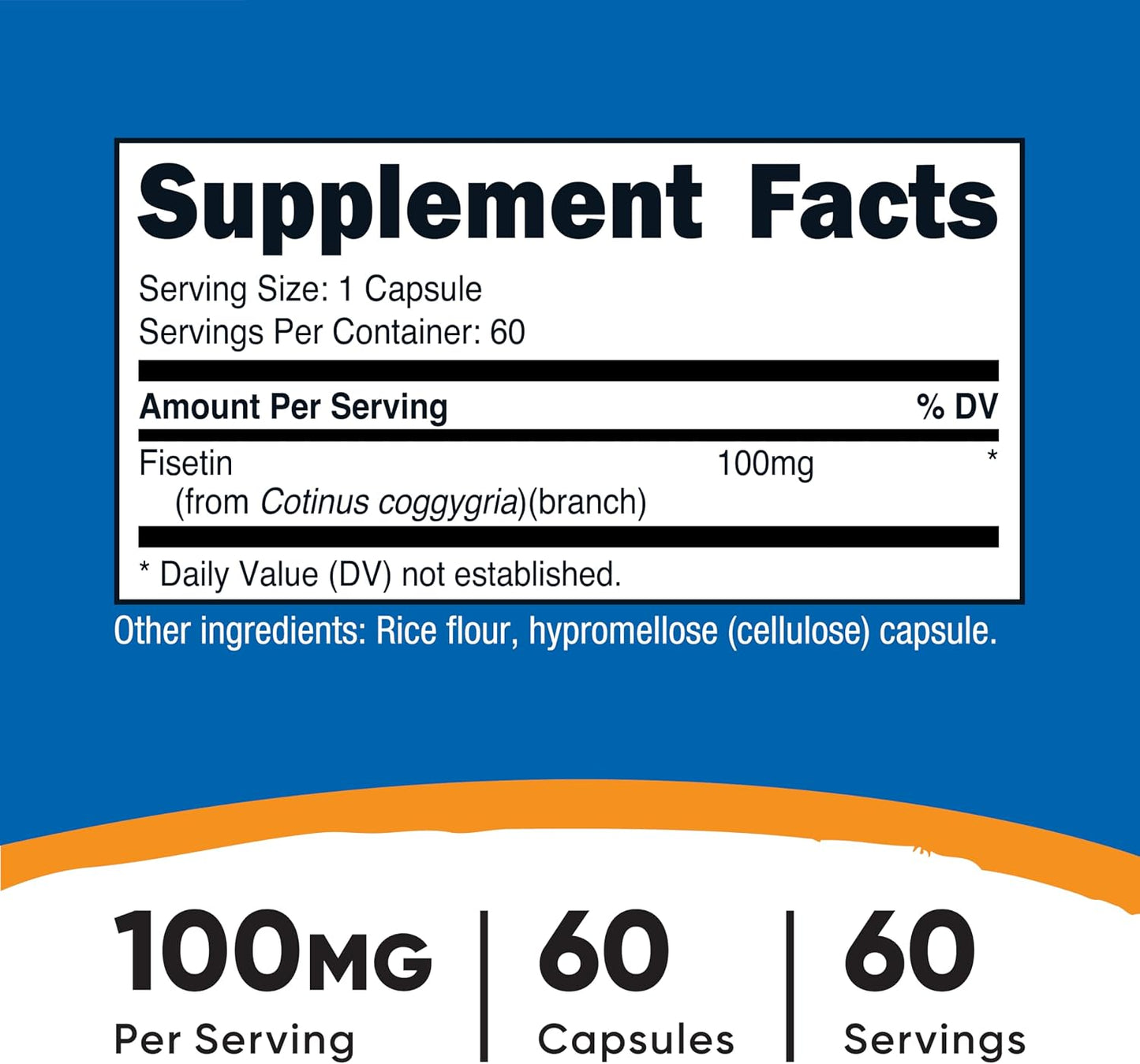 Nutricost Fisetin Capsules 100mg, 60 Capsules - Natural Polyphenol Antioxidant - Non-GMO, Gluten-free, and Vegan Friendly Supplement - görsel 2