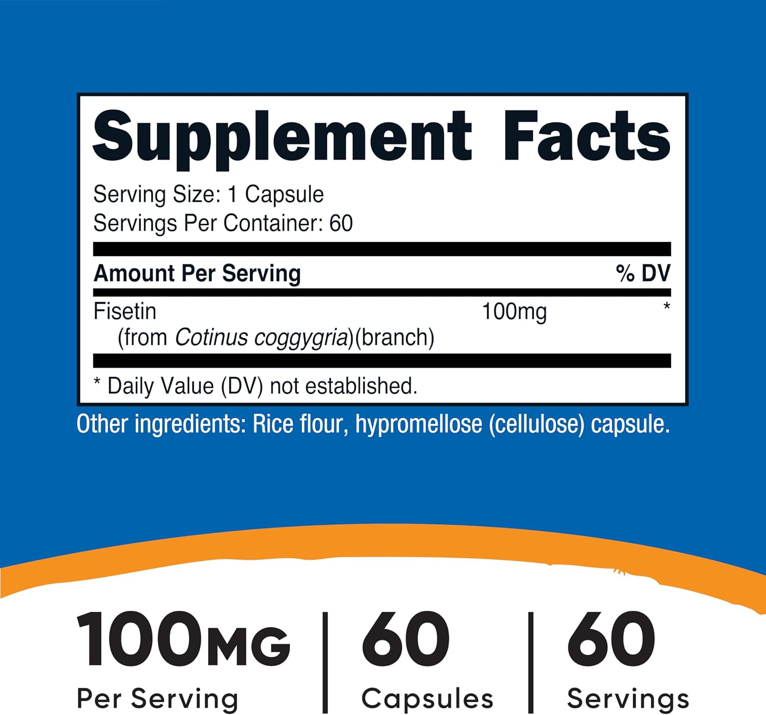Nutricost Fisetin Capsules 100mg, 60 Capsules - Natural Polyphenol Antioxidant - Non-GMO, Gluten-free, and Vegan Friendly Supplement - görsel 2