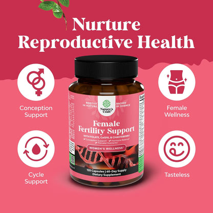 Female Fertility Supplement with Prenatal Multivitamins - Fertility Support with Choline, Inositol, Folate, Chasteberry, and CoQ10 - 120 Capsules