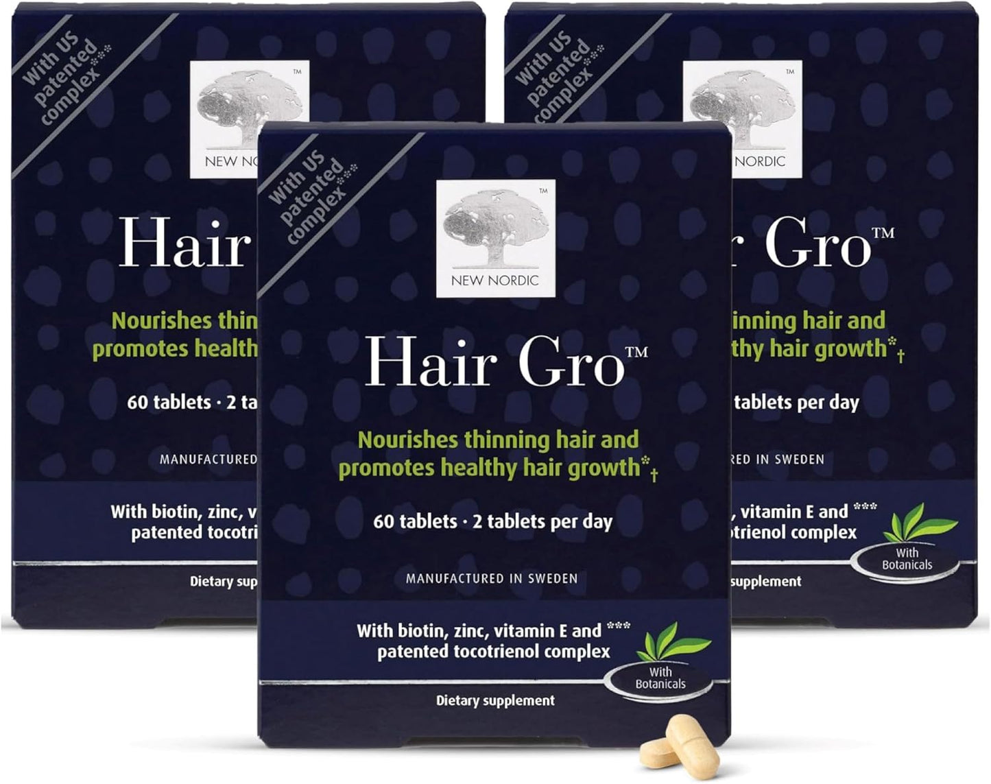 NEW NORDIC Hair GRO Biotin & Tocotrienol Complex - 180 Tablets - görsel 1