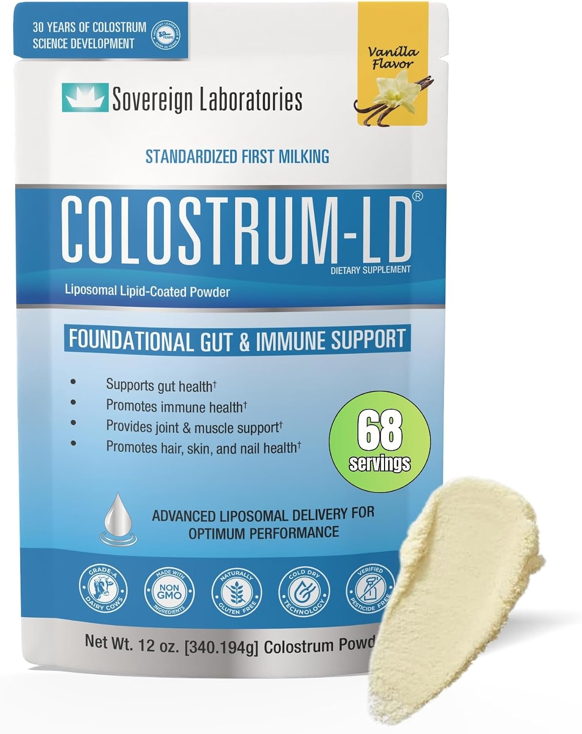 Colostrum-LD Liposomal Colostrum Powder, Vanilla, 340 g (68 Servings) - görsel 1