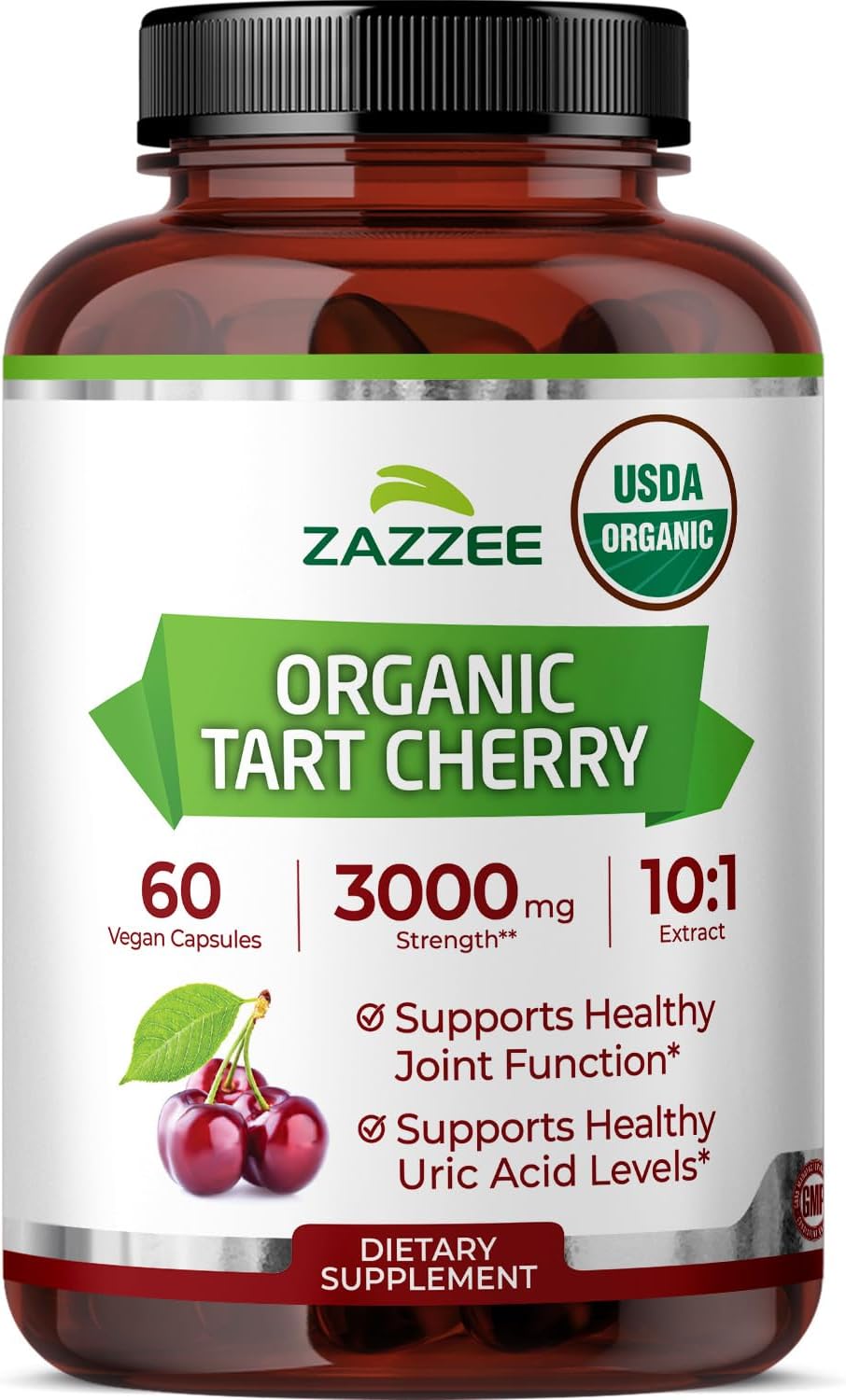 Zazzee USDA Organic Tart Cherry 10:1 Extract - 120 Vegan Capsules - görsel 10