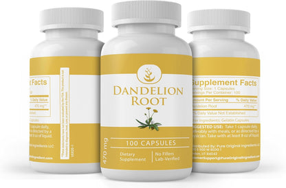 Pure Original Ingredients Dandelion Root, 100 Capsules