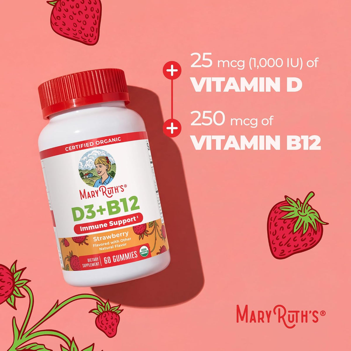 MaryRuth's Organic Vitamin D3 + B12 Gummies - 60 Gummies - görsel 6