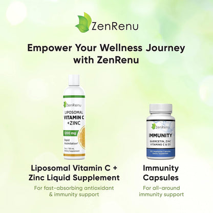 Liposomal Vitamin C and Zinc Liquid Drink for Adults & Children - Non-GMO Sunflower Lecithin - Maximum Antioxidant & Immune Support, 150 ml