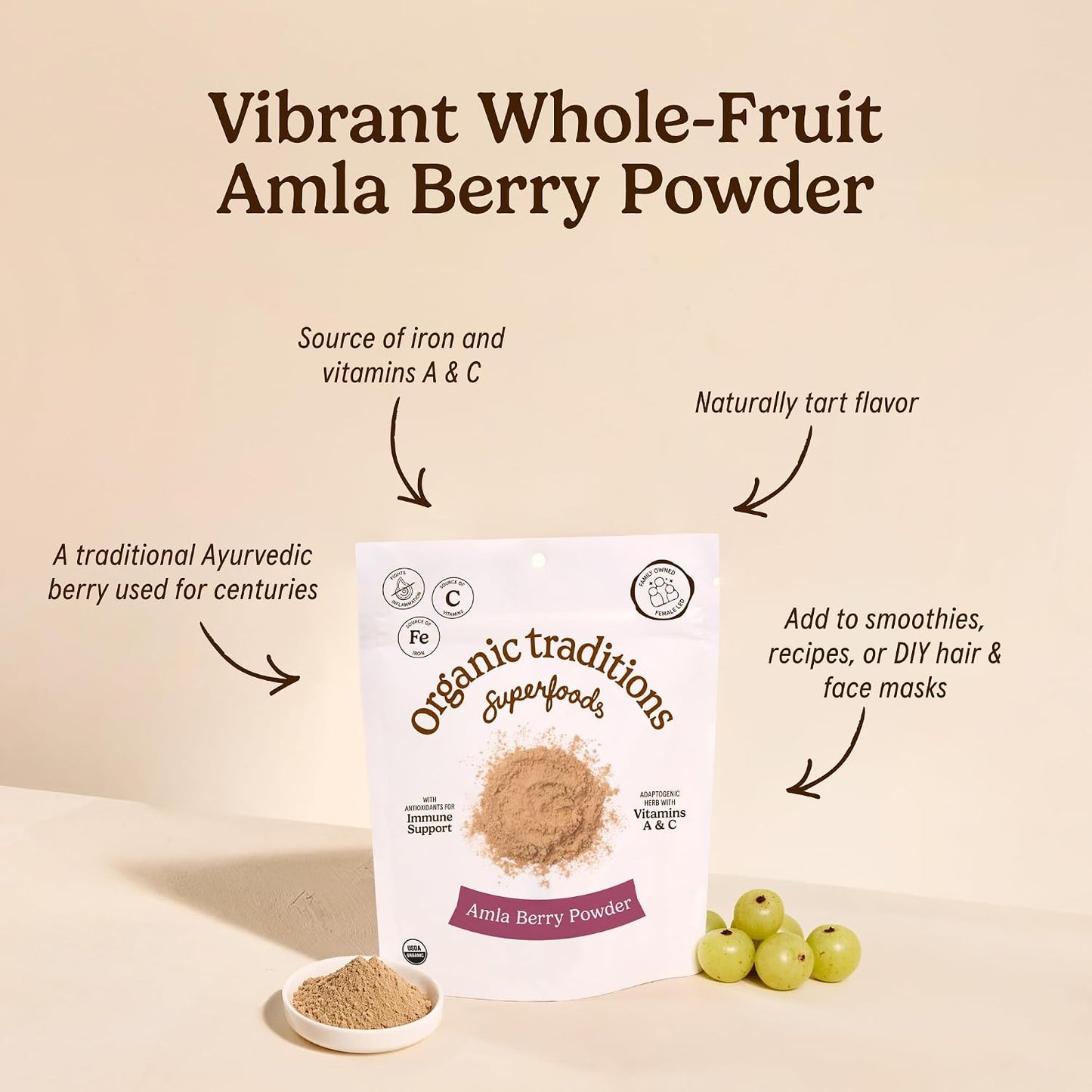 Organic Traditions Amla Powder – Organic Indian Gooseberry Superfood, 200g - görsel 3
