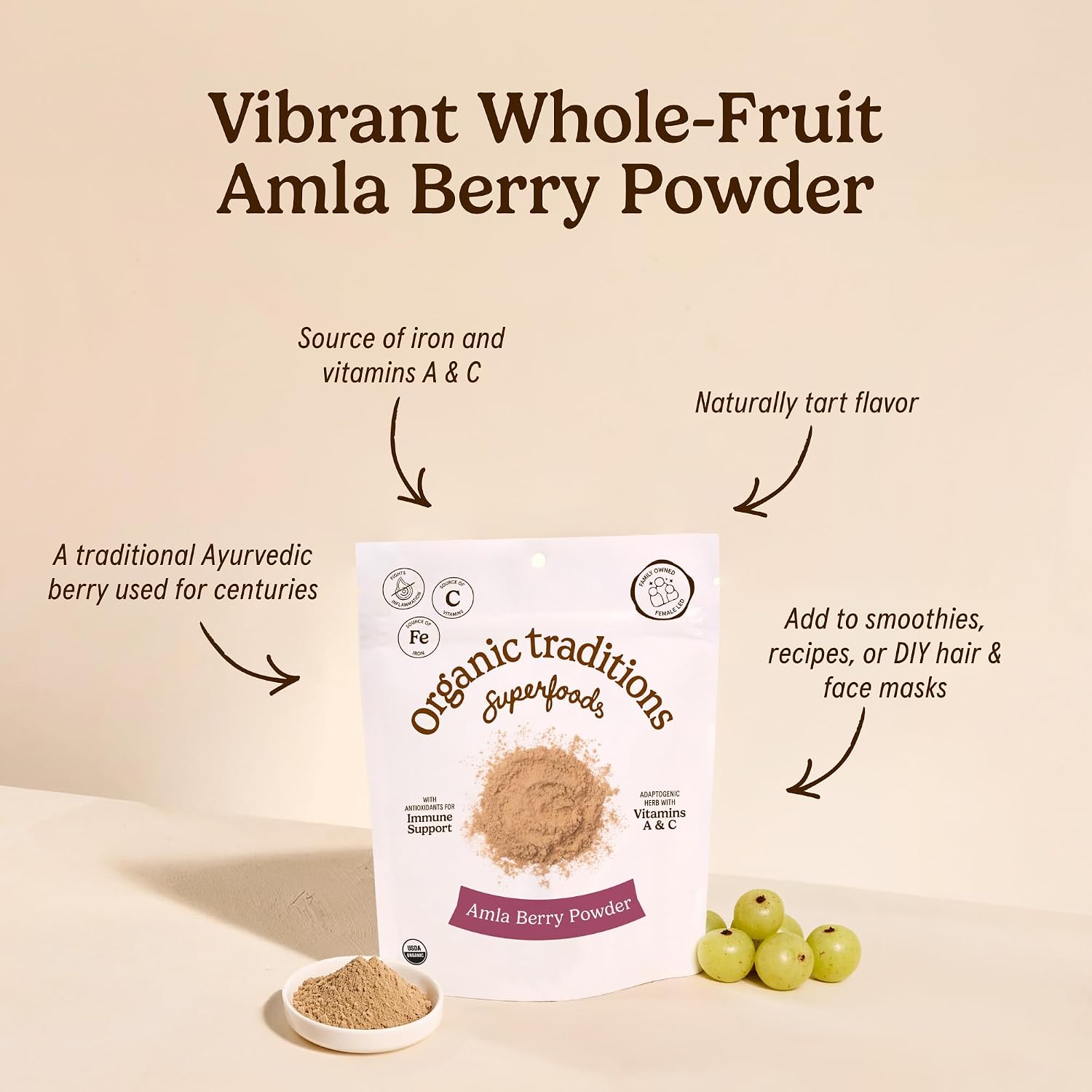 Organic Traditions Amla Powder – Organic Indian Gooseberry Superfood, 200g - görsel 3