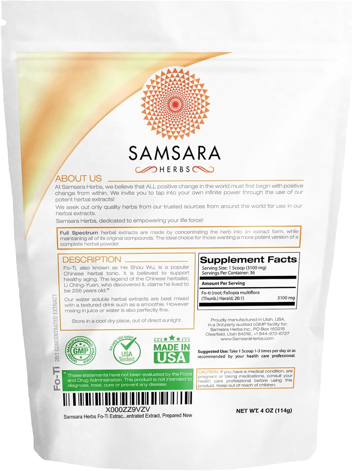 Fo-Ti Extract Powder (He Shou Wu) - 20:1 Concentrated Extract, 4 oz (114 g) - görsel 2