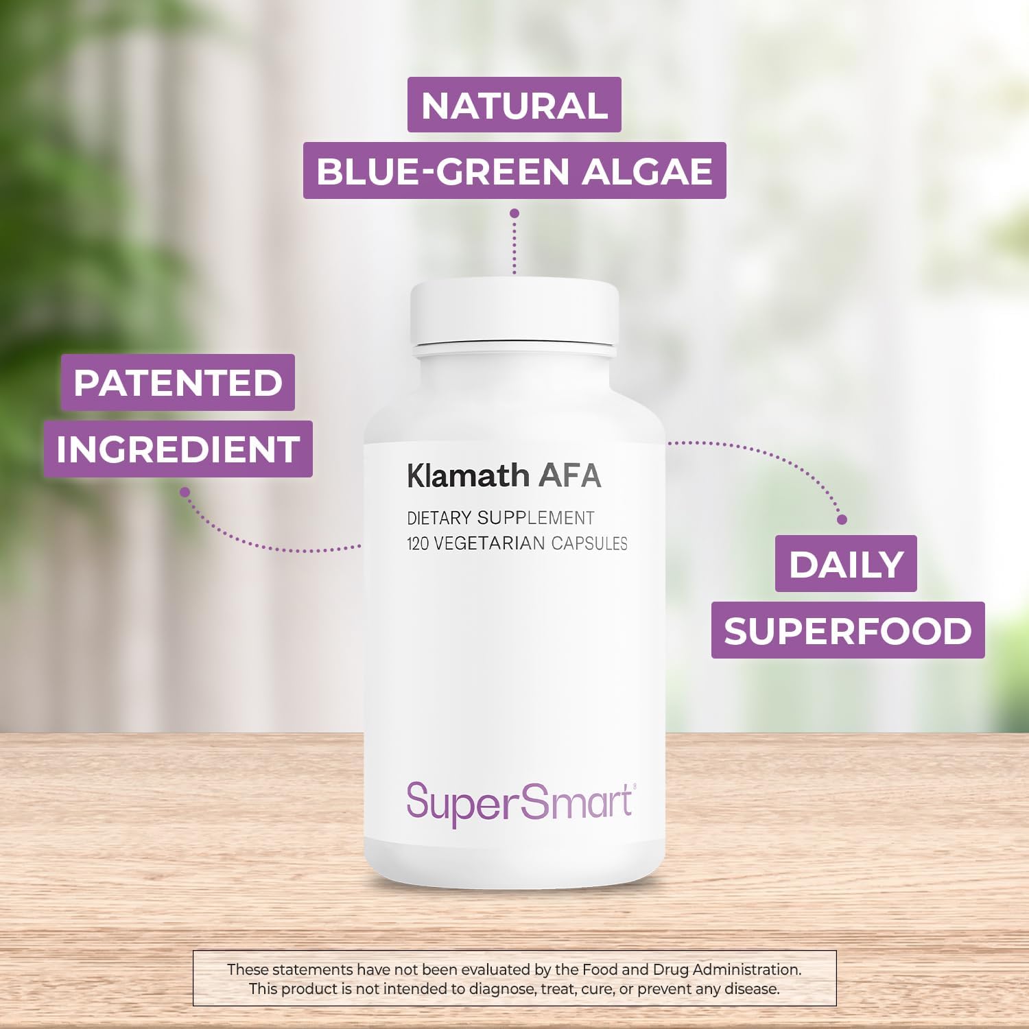 Supersmart AFA Extract 1000 mg per Day (Patented) - Aphanizomenon Flos-Aquae - Blue-Green Algae Supplement | Non-GMO & Gluten-Free - 120 Vegetarian Capsules - görsel 3