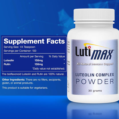 Lutimax Luteolin Complex Powder – Brain Health Supplement with Rutin, 100 Servings (2 Pack)