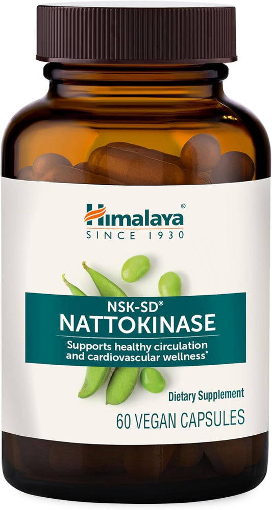 Himalaya NSK-SD Nattokinase, Food Supplement for Healthy Circulation, Vegan, Gluten-free Natto Extract, 100 mg, 60 Capsules