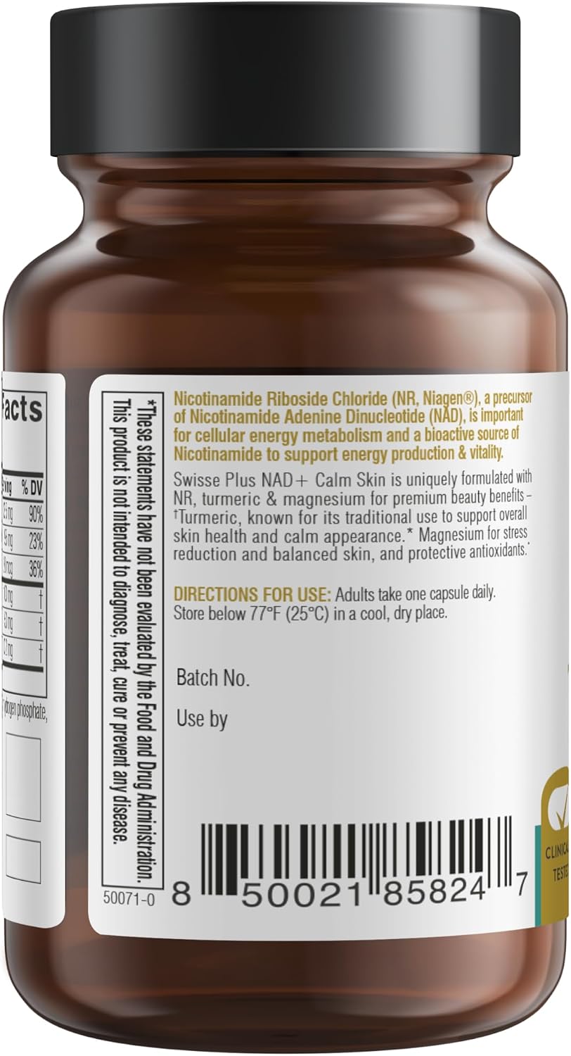 Swisse Plus NAD+ Calm Skin – Clinically Tested NAD+ Supplement for Balanced, Healthy Skin (30 Capsules) - görsel 7