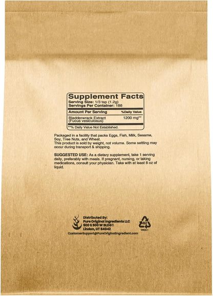 PURE ORIGINAL INGREDIENTS Bladderwrack Powder (227g) Fucus Vesiculosus, Herbal Supplement