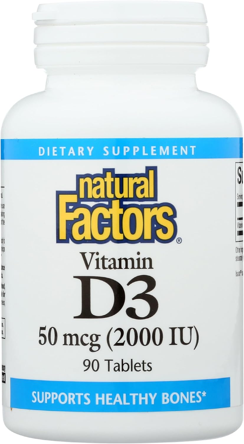 Natural Factors Vitamin D3 2000 IU for Bone Health, 90 Tablets - görsel 1