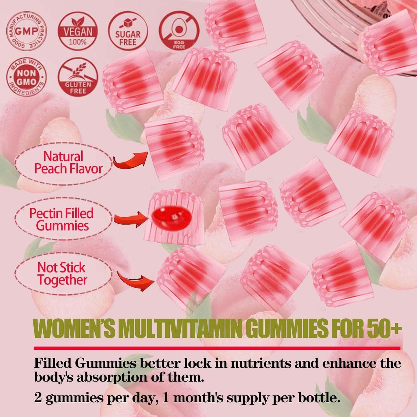 ZEGBALP Sugar-Free Women's Multivitamin 50+ Gummies - görsel 7