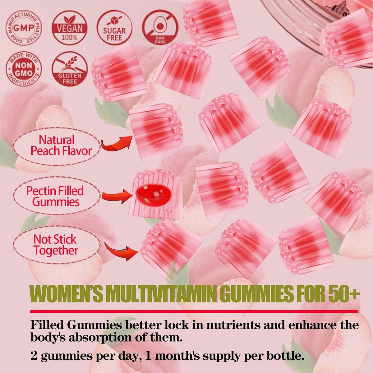 ZEGBALP Sugar-Free Women's Multivitamin 50+ Gummies - görsel 7